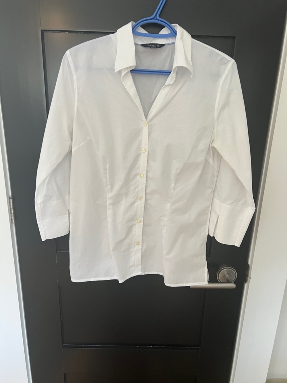 Lands' End White Women's Button-Up Blouse